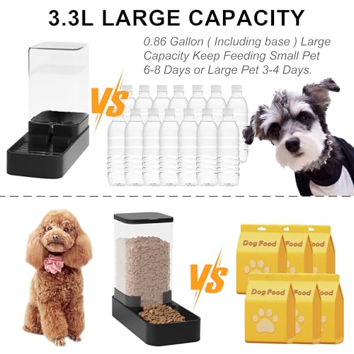 Wefeedy Automatic Cat Feeder and Water Dispenser in Set with Pet Food Bowl,Gravity Dog Waterer and Food Feeder for Small M...