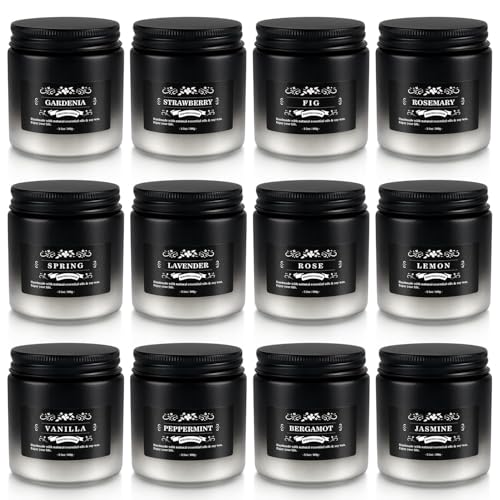 12 Pack Scented Candles Gift Set for Men Women - 3.5oz Soy Blend Jar Candles, 150+ Hours Long Lasting Aromatherapy Candle,...