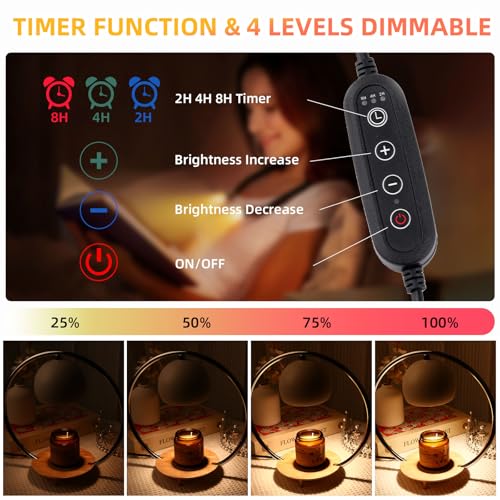 PDGROW Candle Warmer Lamp with Timer & Dimmer, Electric Candle Warmer Light for Jar Candles Burner, Dimmable Wax Melts War...