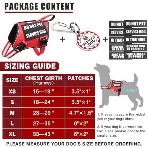 MOOGROU Service Dog Vest Harness+ID Tag+10 Patches,Metal Serivce Dog Tag&Reflective Emotional Support Dog Vest with Handle...