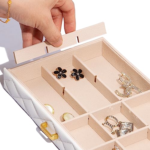 FEIYAN Extra Large Jewelry Box Organizer with 10 Drawers - Premium Faux Leather Storage Case & Velvet Lining | Modern Scan...