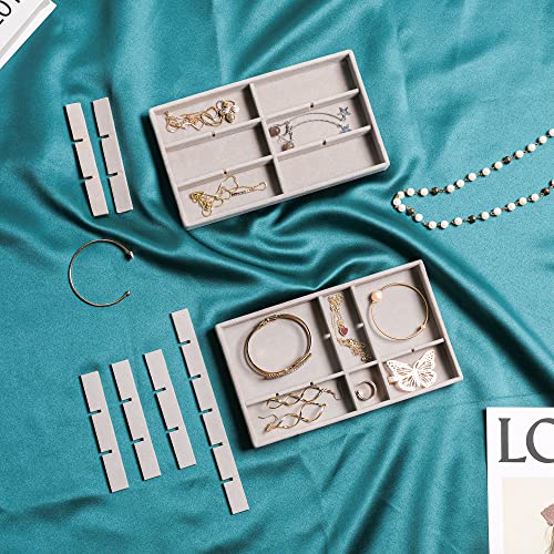 Frebeauty Jewelry Organizer Tray,Stackable Velvet Jewelry Trays,Drawer Inserts Earring Organizer For Women Jewelry Storage...