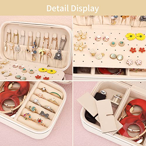 DesignSter Travel Jewelry Box, PU Leather Portable Jewelry Case, Small Jewelry Boxes for Gifts, Travel Jewelry Organizer f...
