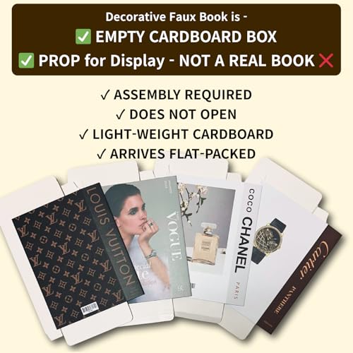 PROBENEX Luxe Large | 4 PCS Faux Decorative Book Boxes | Not Real Books, Cardboard Foldable Display Props | Home Decor for...