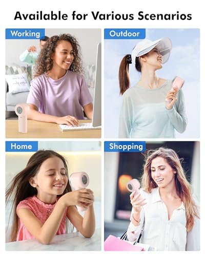 WHATOOK Portable Handheld Mini Fan: High Speed Cooling Fan, 10 Hours Battery Life, USB Rechargeable, Small Essentials for ...