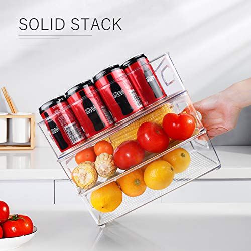Stackable Refrigerator Organizer Bins, 6 Pack Clear Kitchen Organizer Container Bins with Handles and 20 PCS Plastic Bags ...
