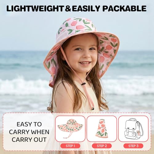MA COWCF Baby Sun Hat with Neck Flap UPF 50+ Sun Protection Kids Summer Hat Outdoor Toddler Beach Hat 0-6 Years Boys Girls