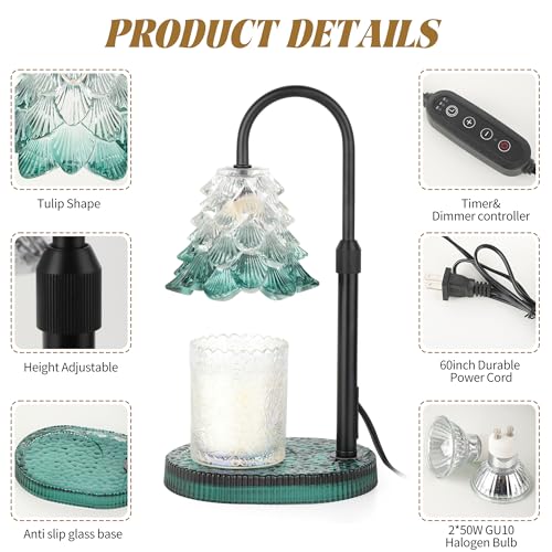 Christmas Tree Shaped Candle Warmer Lamp with Timer & Dimmer – Adjustable Wax Melt Lamp for Jar Candles, Home Decor Accent...