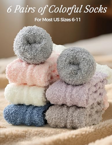 TEHOOK Warm & Cozy Gifts for Women, Fluffy Fuzzy Plush Sleeping Slipper Socks - Soft Warm Fabric
