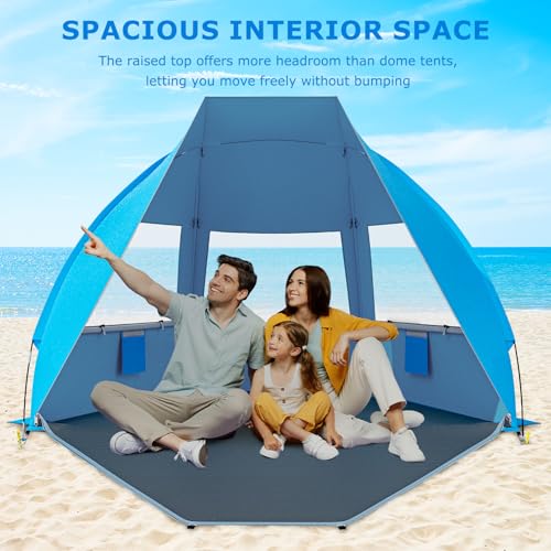 Gorich Portable Beach Tent for 3/4-5/6-7 Person with UPF 50+ UV Protection, Lightweight & Foldable Sun Shelter with 5 Sand...
