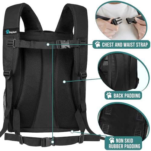 PetAmi Dog Backpack Carrier for Small Large Cat, Pet, Puppy, Ventilated Pet Hiking Backpack Travel Bag, Airline Approved C...