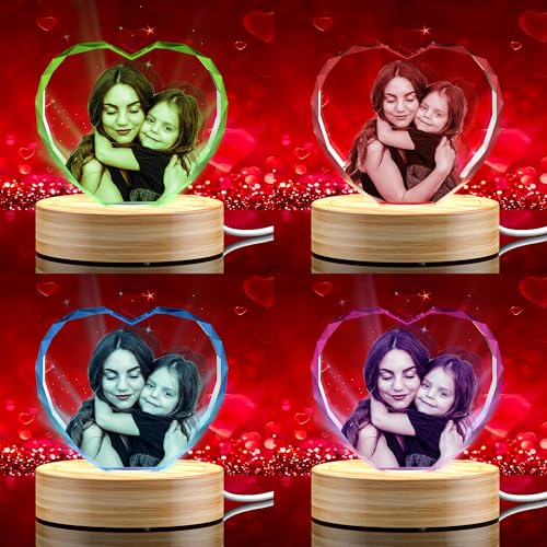 QPCBEBY 3D Crystal Photo, Mothers Day Personalized Gift for Mom, Women, Wife, Her, Him, Girlfriend, Grandma, Heart Glass E...