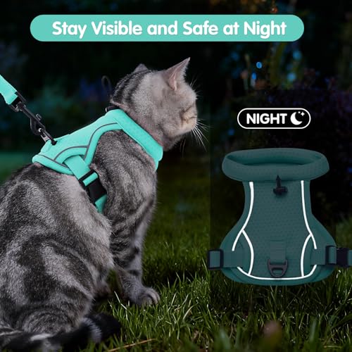 Dotoner Escape Proof Cat Harness and Leash Set Adjustable Soft Mesh Vest for Walking Safe Travel Vet Visit with Reflective...
