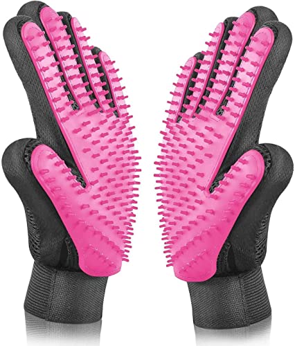 BYETOO Pet Dog Cat Grooming Glove with 261Tips,Gentle Deshedding Brush Glove,Efficient Pet Hair Remover Mitt,Massage Tool ...