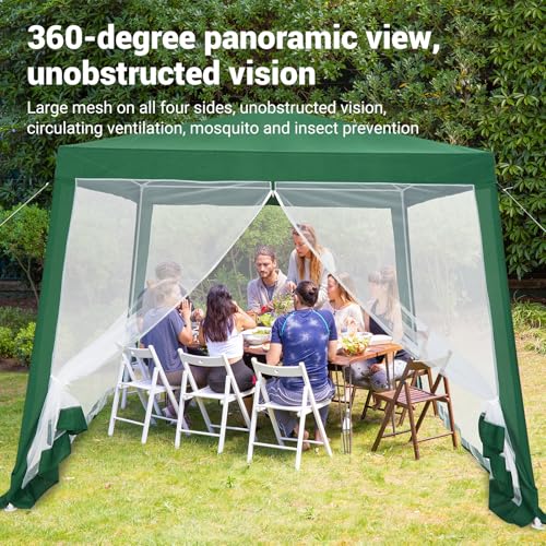10x10 Pop Up Screen Tent Canopy with Mesh Netting Walls, Easy Setup Waterproof Outdoor Gazebo for Camping, Picnics, Backya...