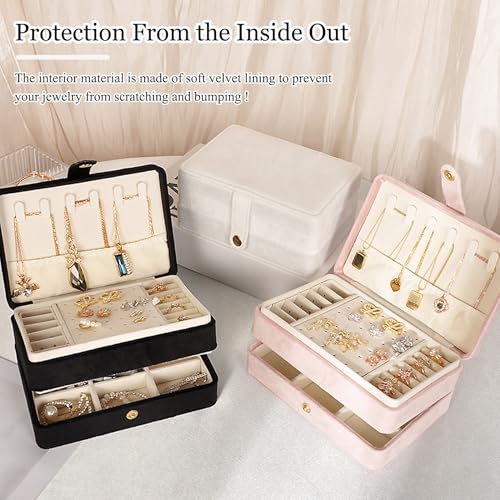 MODENGKONGJIAN Jewelry Organizer Box, 2-Layer Large Jewelry Storage Case, Portable Travel Jewelrys Display Holder for Earr...