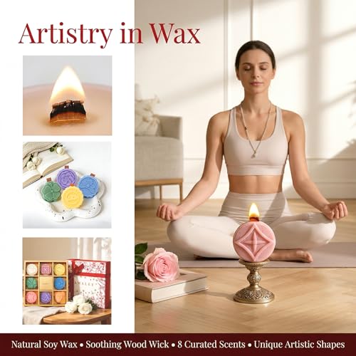 AMALEE 8-Pack Novelty Scented Candles Gift Set - Unique Shaped Artistic Aromatherapy Candles, Natural Soy Wax with Wooden ...