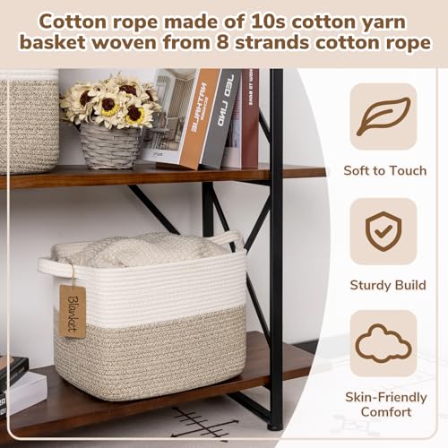 Goodpick Woven Storage Basket, Cotton Rope Basket for Dog Toys, Books, Stylish Gift Basket with Handles, 13 x 10 x 9 Inche...