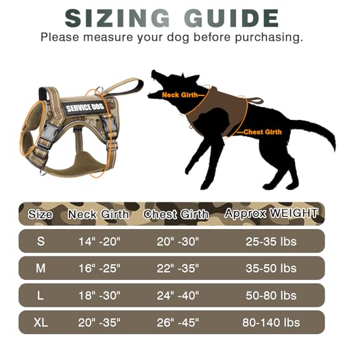 WINSEE Tactical Dog Harness, No Pull Dog Harness for Medium Large Dogs with Handle & Molle, Military Service Dog Vest Harn...