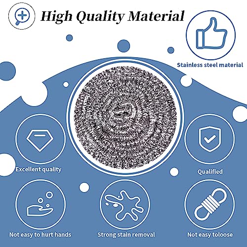 GUEICN Stainless Steel Scrubber Scrubbing Scouring Pad Sponges Clean Pot Pan and Steel Wool for Kitchen Bathroom