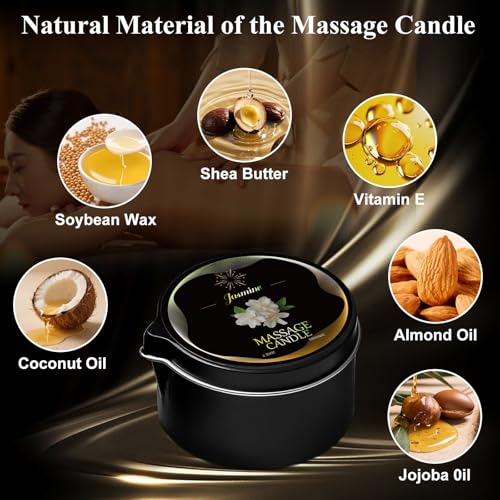 LCZLUMIPRO 6 Pack Massage Candle Set – 2.35 oz Each, Soy Wax Blend with Lavender, Sandalwood Rose, Jasmine, Vanilla & Mor...