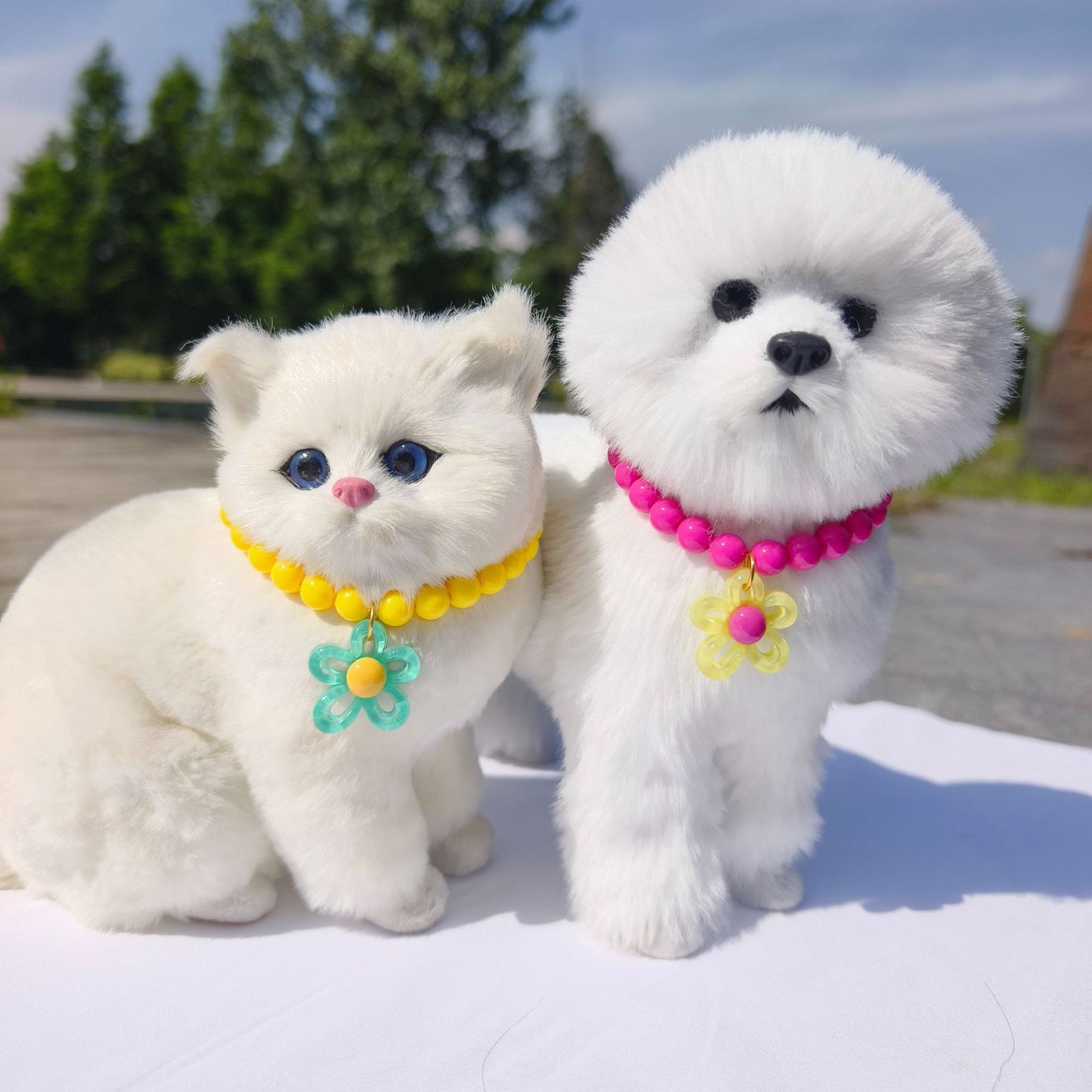 Dopamine Flower Pearl Pet Necklace