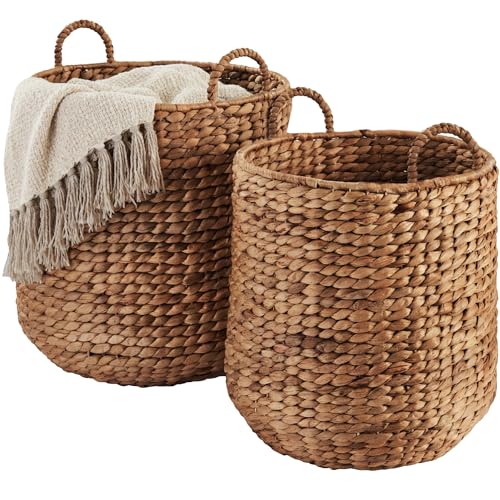 Best Choice Products 2-Piece Round Nesting Baskets W/Handles, Handwoven Water Hyacinth, Plant Holder, Laundry Basket, Stor...