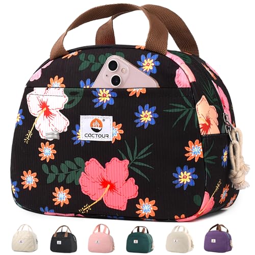 CaCTOUR Lunch Box for Women Girls Teens,Cute Lunch Box Cooler Bag, Portable Insulated Small Lunch Bag Women Reusable Cordu...