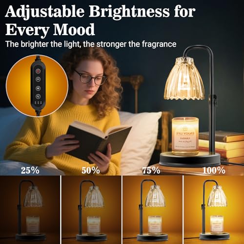 Hyrion Candle Warmer Lamp with Timer Dimmer, Adjustable Height Wax Warmer for Scented Jar Candles, Flameless Candle Melter...