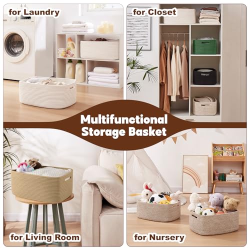 OIAHOMY Storage Basket for Shelves, Closet Cube Storage Bins Baskets for Clothes Blanket Towels, Baby Nursery, Toy Baskets...