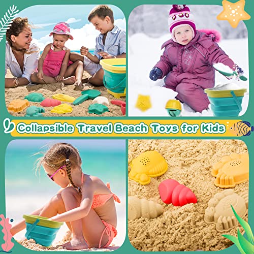 Beach Toys for Kids - Sand Toys Set Includes Collapsible Sand Bucket Shovel and Sand Rake Toy for Beach 12 PCS, Sandbox To...