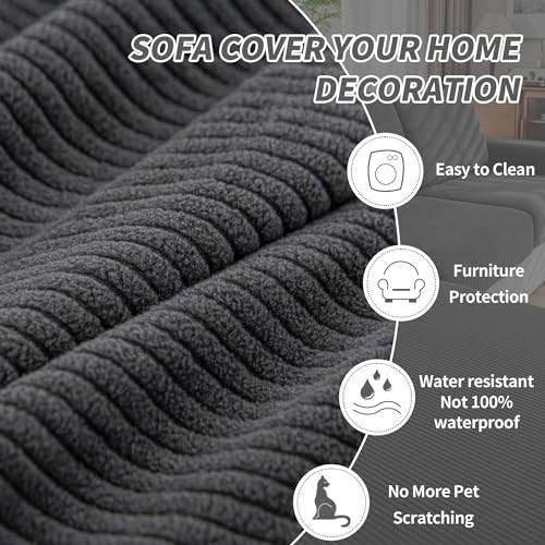 QIANMEW Couch Cushion Covers, Comfort Soft Magic Sofa Covers Washable Stretch Resistant Slipcovers for Sectional and L Sha...
