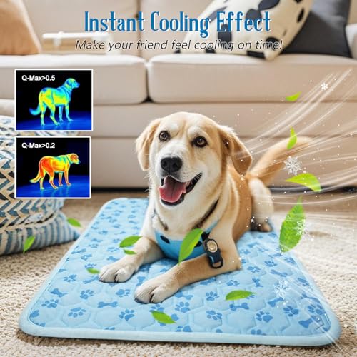 Cooling Mat for Dogs, Q-Max>0.5 Reusable Washable Dog Cooling Pad, Non-Toxic Breathable Pet Cool Blanket, Portable Cooling...