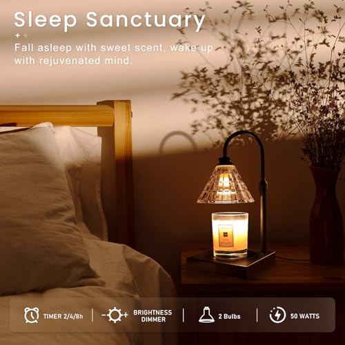 MAKYTWOW Candle Warmer Lamp with Dimmer, 2H/4H/8H Timer, Compatible with Yankee Candle Large Jar Candle, Home Decor Gift f...