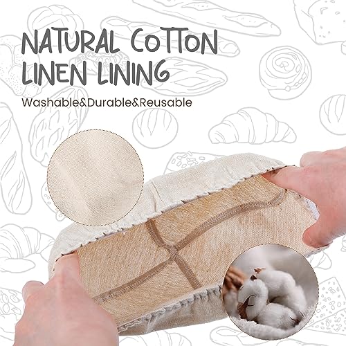 DOYOLLA Bread Proofing Baskets Set of 2 10 inch Oval Shaped Dough Proofing Bowls w/Liners Perfect for Professional & Home ...
