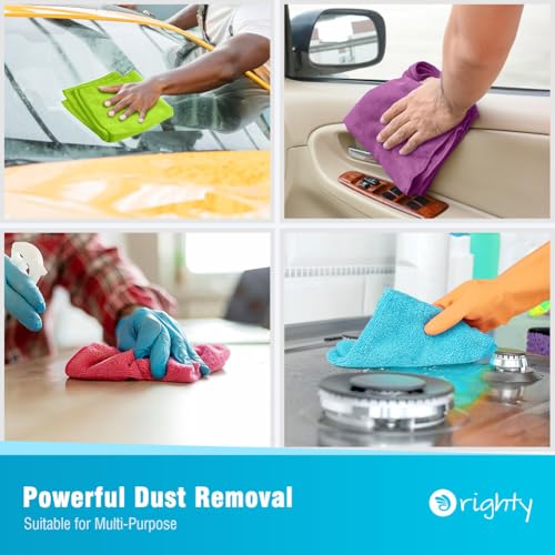 Orighty Microfiber Cleaning Cloth Pack of 12, Microfiber Towels for Cars, Highly Absorbent Car Cleaning Supplies, Lint Fre...