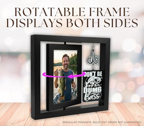 InnoBeta Fishing Gifts for Men on Birthday, Christmas, Rotating Picture Frame, 4x6 Double-Sided Display Photo Frame