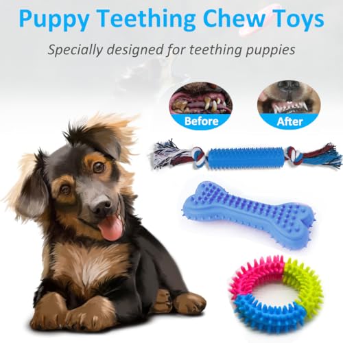 Beiker Dog Teething Chew Toys - 15 Pack Small Medium Breed Puppy Toy, Variety Dogs Rope Chew Toys Bundle for Boredom, Pet ...