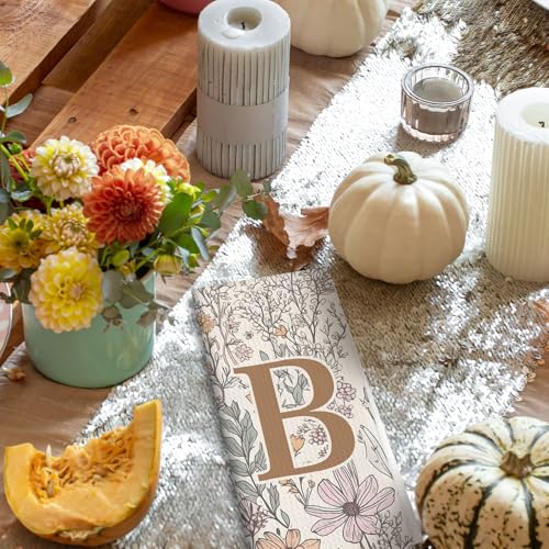 DSHFG Initial B Personalized Floral Kitchen Towels Dish Towel, Custom Hand Towels for Bathroom, Monogrammed Gifts for Wome...