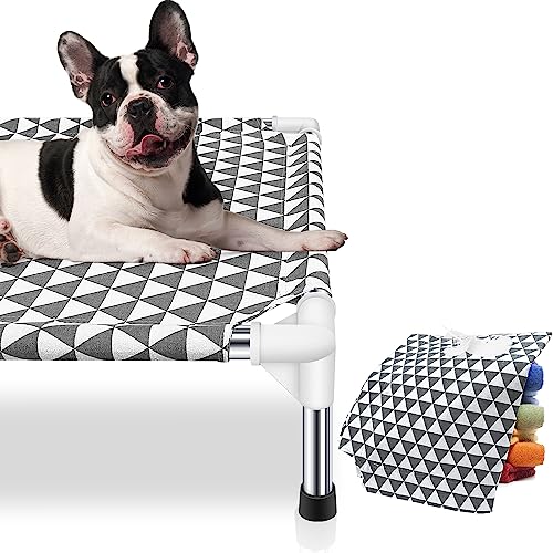 Kuntrust Elevated Outdoor Dog Bed Updated Raised Pet Cot Cooling Puppy Bed Lifted Dog Bed for Small Pets|Indoor Detachable...