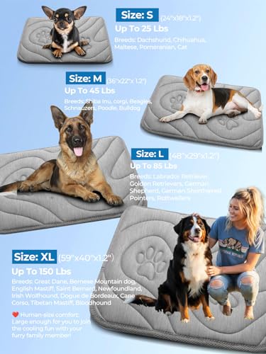 Pawhoo Dog Cooling Mat, Anti-Slip, Thick 3D Orthopedic Summer Pad for Dogs & Cats, Q-MAX > 0.5, Non-Toxic, Machine Washabl...
