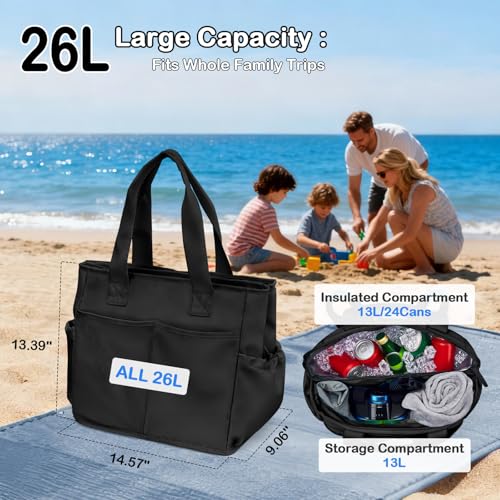 Odoland Soft Cooler Bag - Leakproof & Insulated, 2-in-1 Collapsible Design, Dry/Wet Separation, Large Soft Sided Cooler wi...