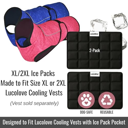 LUCOLOVE Replacement Ice Packs for Dog Cooling Vest – 2-Pack Reusable Gel Packs for Lucolove Cooling Vests – Soak, Freeze...