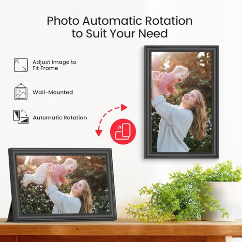 64GB 15.6" Frameo Digital Picture Frame WiFi, Large Electronic Photo Frames 1920 x 1080 IPS FHD Touch Screen, Send Photos ...