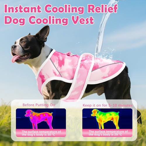 UNIPUP Dog Cooling Vest – Lightweight Pet Cooling Shirt 3D Breathable Mesh, Reflective Strips & UV Protection for Walking,...