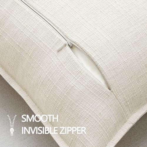 MIULEE Pack of 2 Thick Textured Couch Throw Pillow Covers, Natural Beige Decorative Pillow Covers 18x18, Neutral Linen Cus...