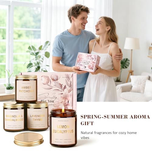 Candles for Home Scented, 4 Pack Soy Candle Non Toxic, Spring Scented Candles with Lavender Thyme, Magnolia & Sandalwood, ...