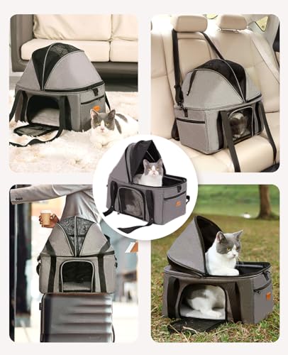 BurgeonNest Top-Expandable Large Cat Carrier, Soft Sided Cat Bag Carrier for Medium Large Pet Up to 15 lbs, Upgraded Small...