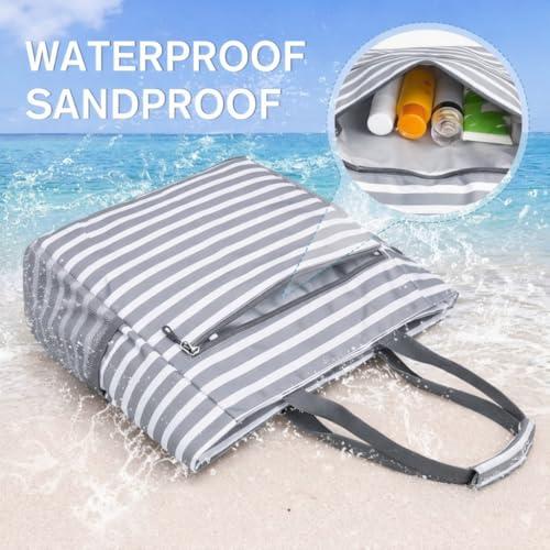 Wodsfay Waterproof Foldable Tote Bag for Travel – Large Carry-On with Zipper Pocket for Beach, Gym, Airplane & Weekend Trips