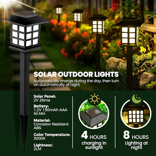 GIGALUMI Solar Outdoor Lights,12 Pack LED Solar Lights Outdoor Waterproof, Solar Walkway Lights Maintain 10 Hours of Light...